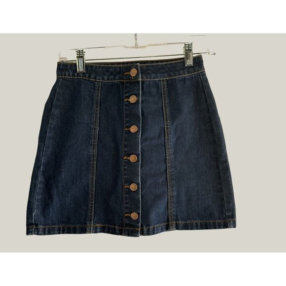 Forever 21 Women's Denim Button-Front Mini Skirt Size S Sku 3189 - Picture 1 of 5